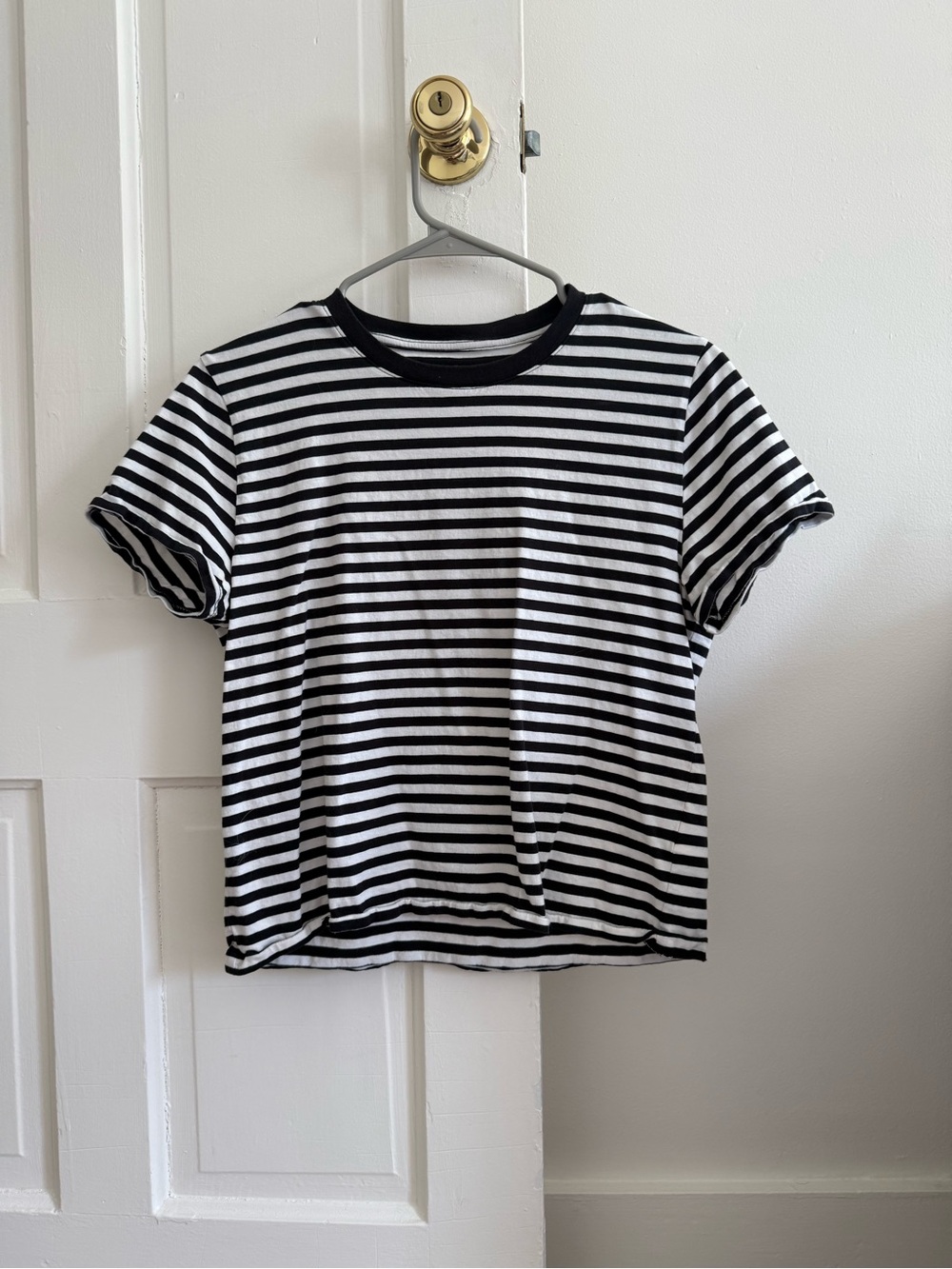 Black and white striped Everlane Tee